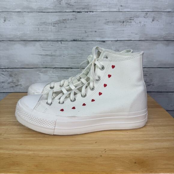 Converse Chuck Taylor Special Edition Lift Hearts Sneakers Size 10 - Picture 4 of 7